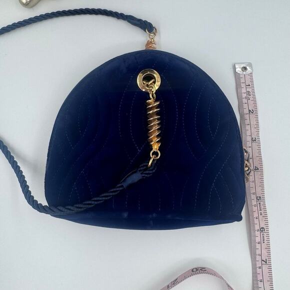 Fendi Vintage Blue Quilted Velvet Pasta Crossbody Bag CoA Authentic Lagerfeld - Picture 4 of 8